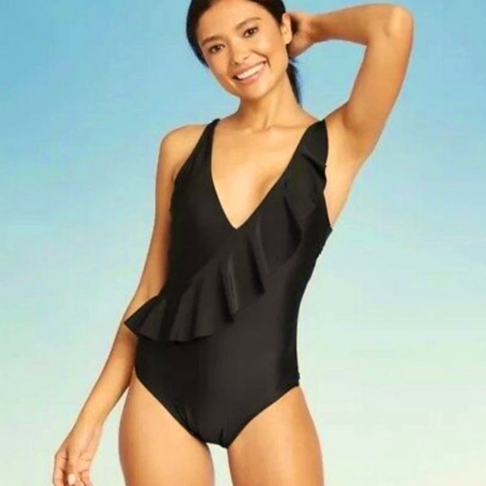 Women’s Black Ruffle One Piece Swimsuit